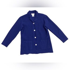 📌 EUC Talbots 100% Wool Royal Blue Blazer Cardigan | Women's Size Small